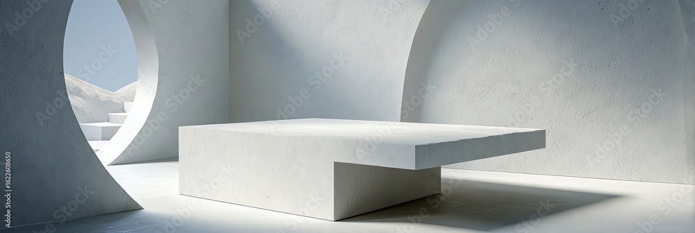 Aufkleber abstract interior design concept with soft natural light and round arcs for product display studio