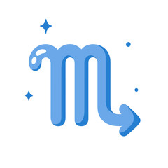 Fototapeta premium Blue Scorpio zodiac sign icon with stars and modern design 