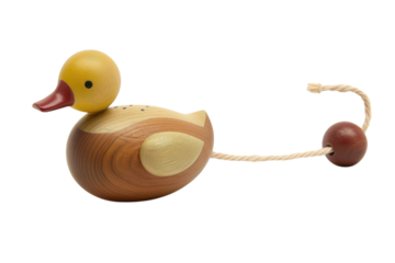 Wooden duck pull toy designed for children encouraging imaginative play and fine motor skills development
