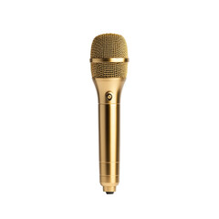 Shiny gold microphone isolated against black background