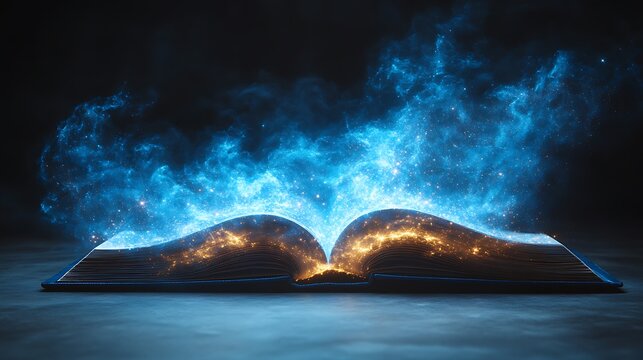 Open book with magical energy emanating from its pages.