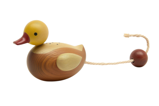 Wooden duck pull toy designed for children encouraging imaginative play and fine motor skills development