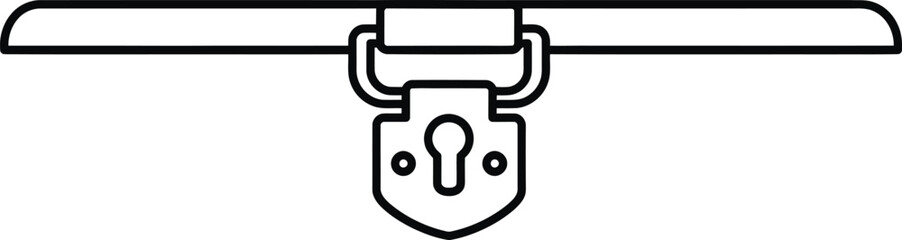 Secure Lock and Lid: A minimalistic, high-contrast illustration of a classic chest lock mechanism and the top edge of chest lid, portraying security, storage, and protection.