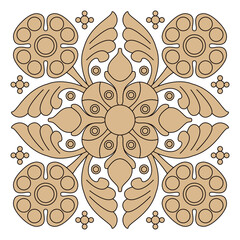 Ornate symmetrical floral design pattern displays intricate decorative plant motifs.