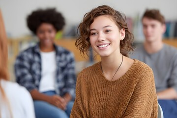 Teen mental health support group in school setting Generative AI