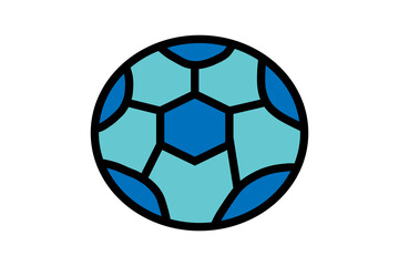 The panels are colored in various shades of blue, including light blue, medium blue, and dark blue, with a single dark blue pentagon at the center.