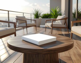 Blank brochure cover with paper, design elements, and documents