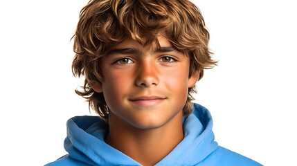 Portrait of a teenage boy with a friendly expression.