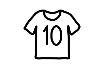 A simple, black and white line art illustration of a t-shirt. The t-shirt is uncolored, with a thick black outline.