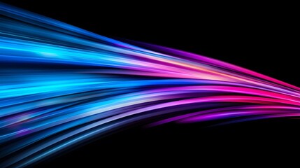 This image displays abstract streaks of vibrant colors transitioning from blues to purples and pinks against a stark black background, creating a modern and dynamic design.