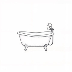 Naklejka premium Vintage clawfoot bathtub with faucet