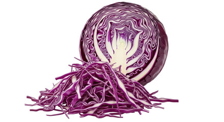 Isolated Red Cabbage Head and Slices