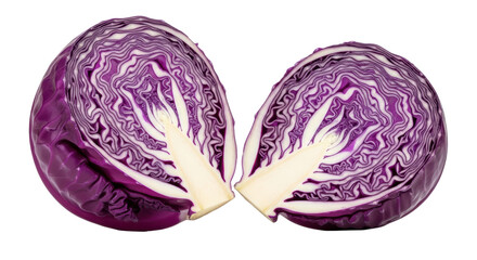 Isolated Red Cabbage cut in half