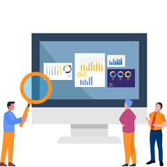 Business people analysing company graph Illustration