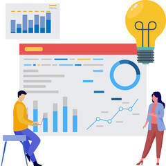 Business people working on analytics ideas Illustration