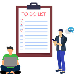 Business people working on todo list Illustration