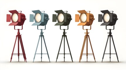 Vintage Stage Spotlights in a Row