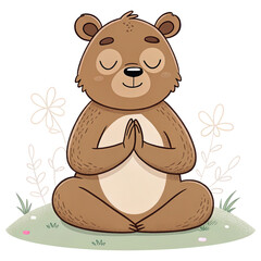 Mindful Bear in Meditation: A serene illustration of a meditating bear in a peaceful, mindful pose, embodying tranquility and inner peace. 