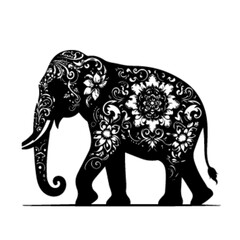 Elegant Elephant Vector Silhouette – Wildlife Animal Design Illustration