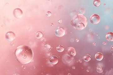 Abstract image of many transparent spheres. Soft pink and pastel background