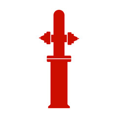 Red color fire hydrant silhouette stencil template. Modern vector image for cutting programs education city landscape.