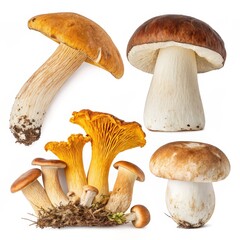 Mushroom Collection: A captivating assortment of fresh, edible mushrooms, showcasing diverse shapes, sizes, and textures, perfect for culinary enthusiasts.