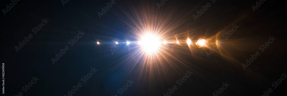 Poster vibrant luminous starburst effect on a solid blank surface with a dynamic light extravaganza design