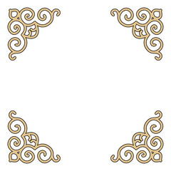 Four elegant golden swirling corner decorative elements create a beautiful frame design.