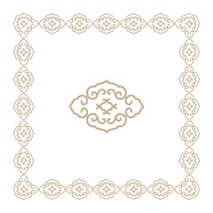 An elegant abstract decorative frame with a repeating pattern surrounds a central ornament.