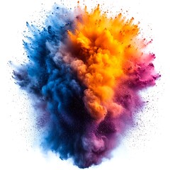 Fototapeta premium Vibrant explosion of colorful powder against white background