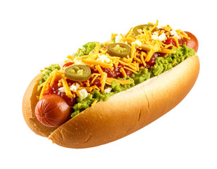 Hot Dog with Tex Mex Toppings and Garnishes