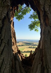 Obraz premium Landscape Through a Tree Hole