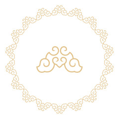 Traditional golden cloud pattern creates an elegant round border and decorative design.