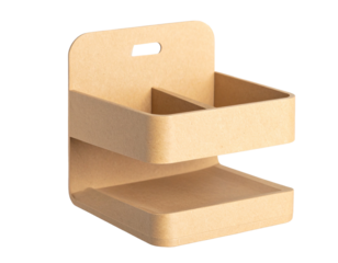 Recycled cardboard phone stand with minimalist design, isolated on a transparent background