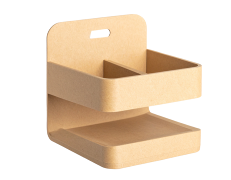 Recycled cardboard phone stand with minimalist design, isolated on a transparent background - Powered by Adobe