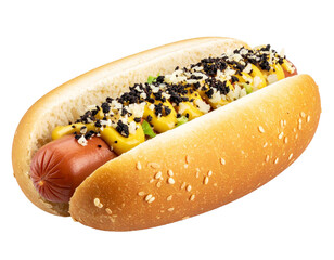 Street Food Style Truffle Hot Dog isolated on transparent background