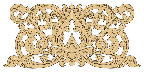 Ornate decorative floral scroll pattern design featuring elegant symmetrical curves.