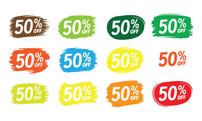 50% Discount Tag Icon in Flat Style Isolated on White Background

