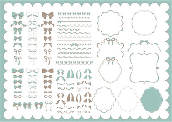 手書き風のリボンセット　チョコミントカラー © みはる