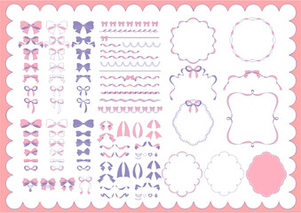 手書き風のリボンセット　ガーリーカラー