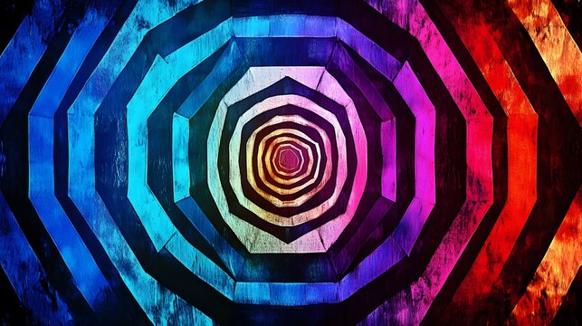 Vibrant Octagonal Tunnel Abstract Art Background