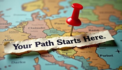 Journey Begins: Map Pin Points to New Adventures and Discoveries