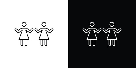 Twin icon vector logo outline. thin line symbols