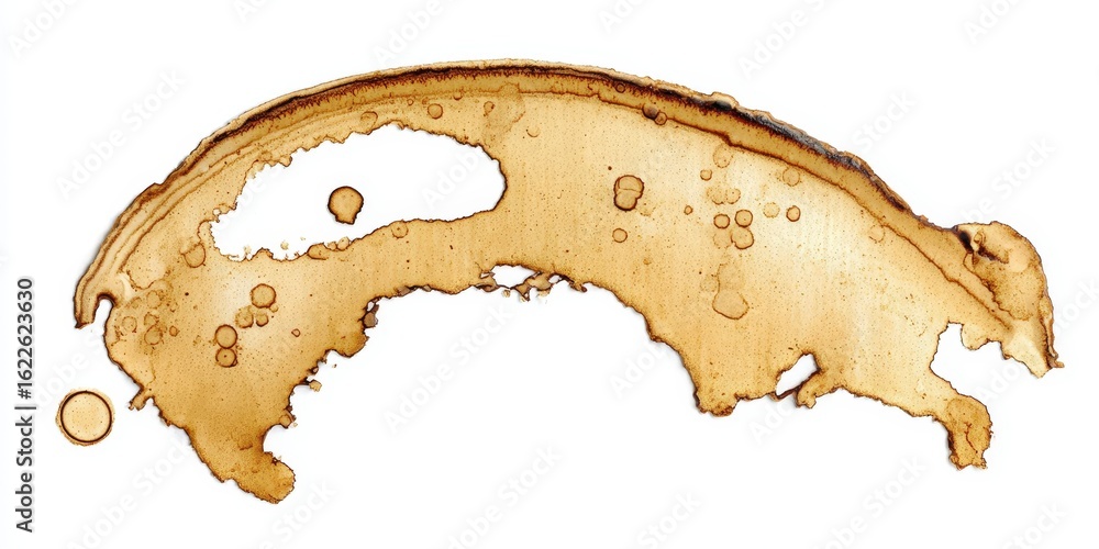 Poster isolated coffee beverage spill with unique stain pattern and textured background for creative use