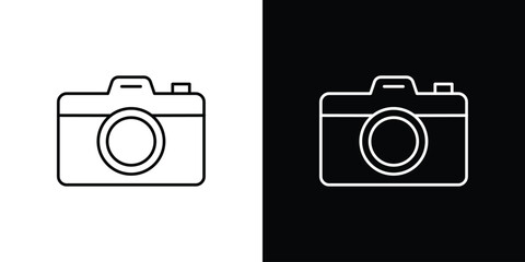 Camera icon vector logo outline. thin line symbols