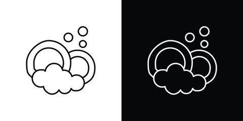 Washing dishes icon vector logo outline. thin line symbols