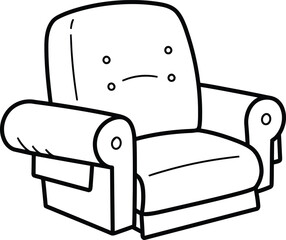Cozy Armchair Outline: Minimalist line drawing of a comfortable armchair. Perfect for adding a touch of homey relaxation.