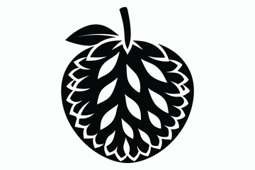 Black Silhouette of a Decorative Fruit or Plant with Leaves and Stem Design