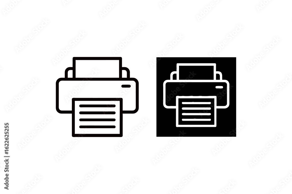 Poster two printer icons show the device that transfers text and graphics onto physical media with black an