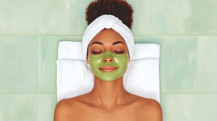 Relaxing Spa Day Green Facial Mask Treatment